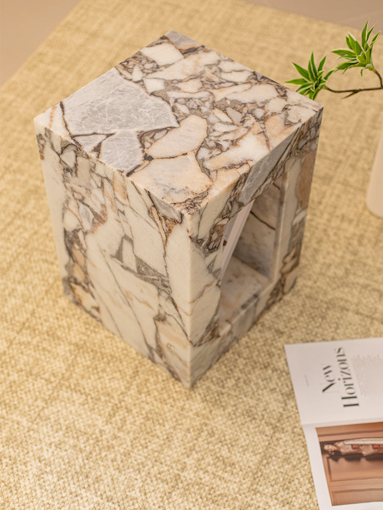 Elephant White Marble Hollow Side Table