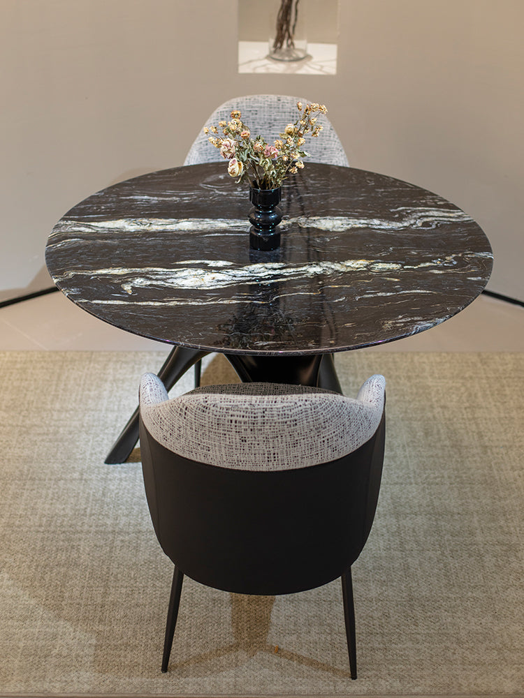 Cosmic Black Marble Round Dining Table