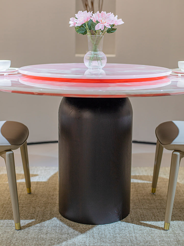 Pink Onyx Marble Round Dining Table