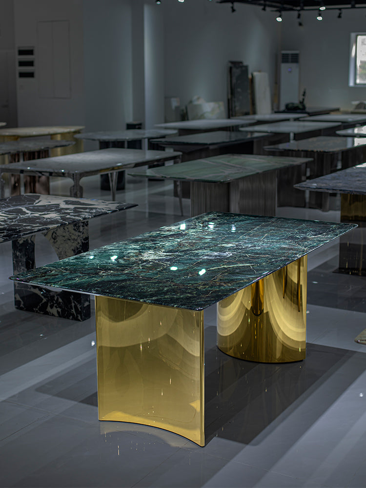 Cat Eyes Green Marble Dining Table