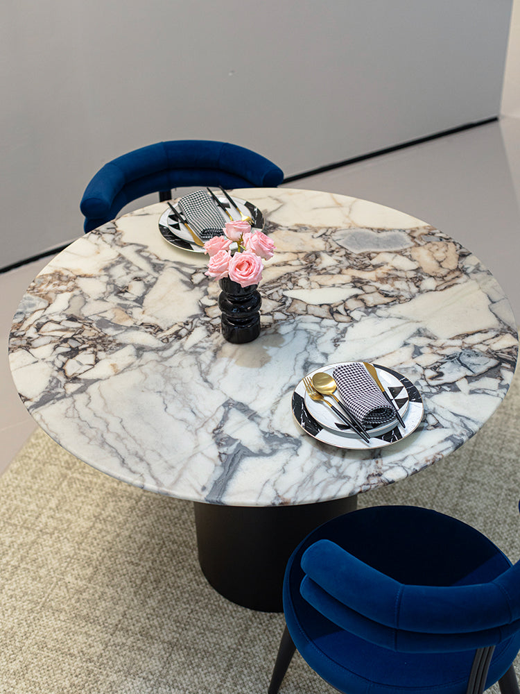Elephant White Marble Round Dining Table