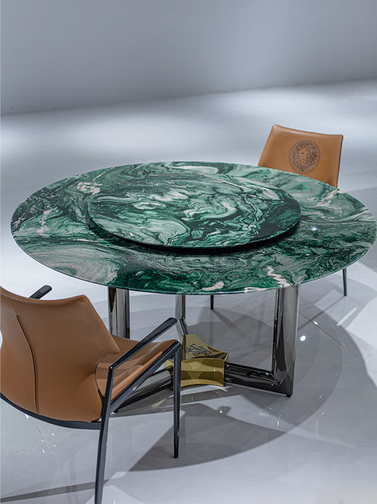 Norwegian Green Marble Round Dining Table