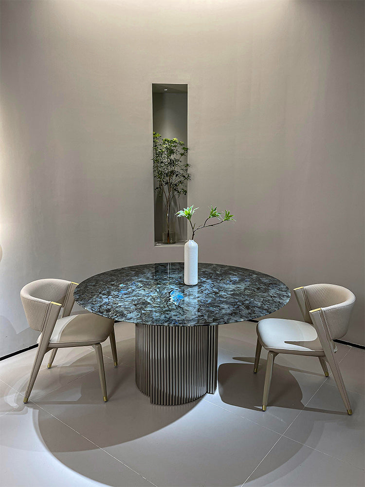 Blue Emerald Marble Round Dining Table