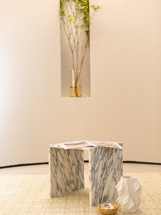 Arabescato Corchia Marble Single Layer Side Table