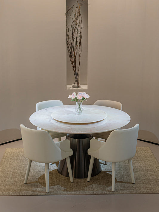 Fendi White Marble Round Dining Table