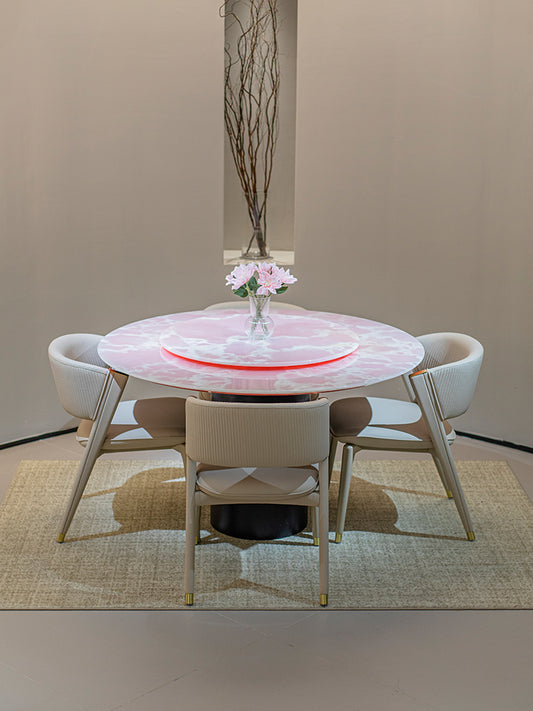 Pink Onyx Marble Round Dining Table