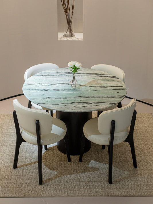 Cloud Emerald Marble Round Dining Table