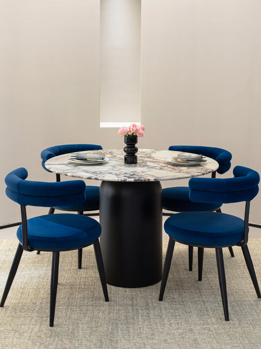 Elephant White Marble Round Dining Table