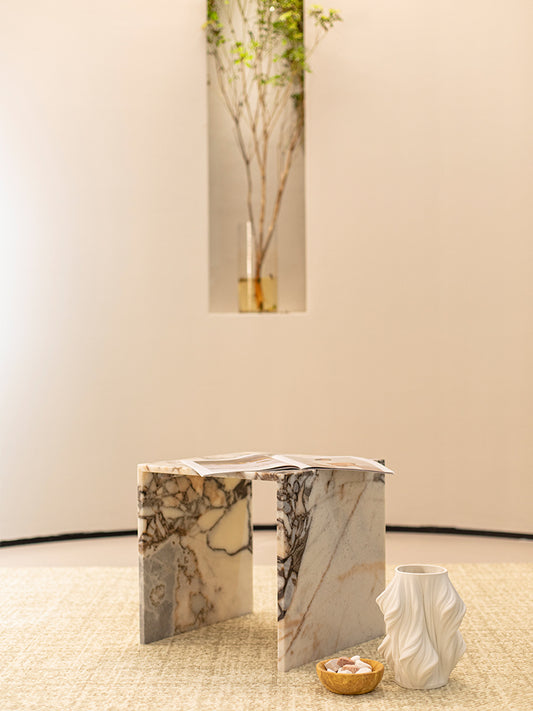 Elephant White Marble Single Layer Side Table