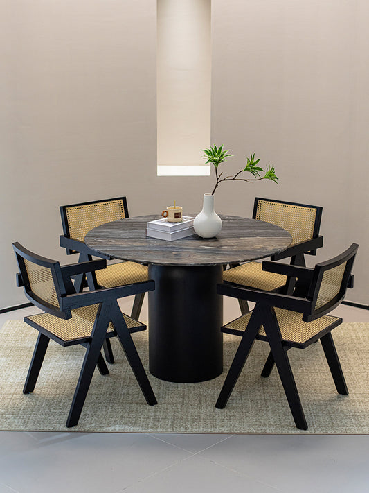 Black Forest Marble Round Dining Table