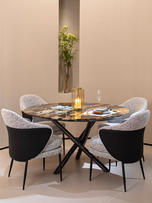 Cosmic Gold Marble Round Dining Table