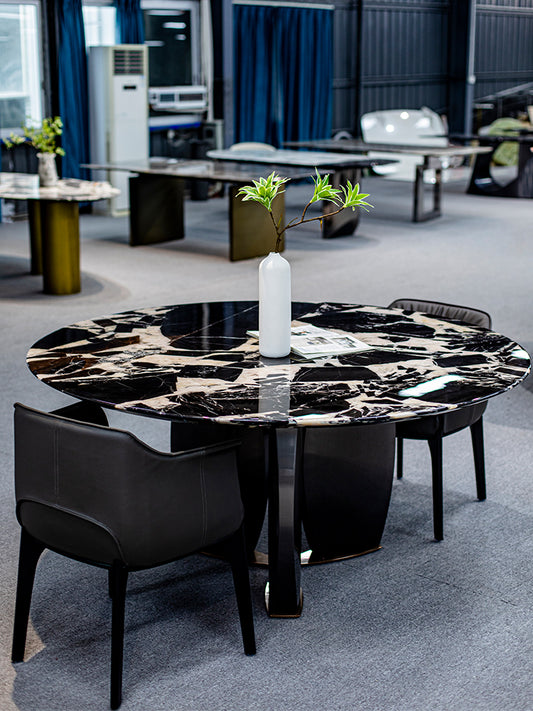 Napoleon Black Marble Round Dining Table