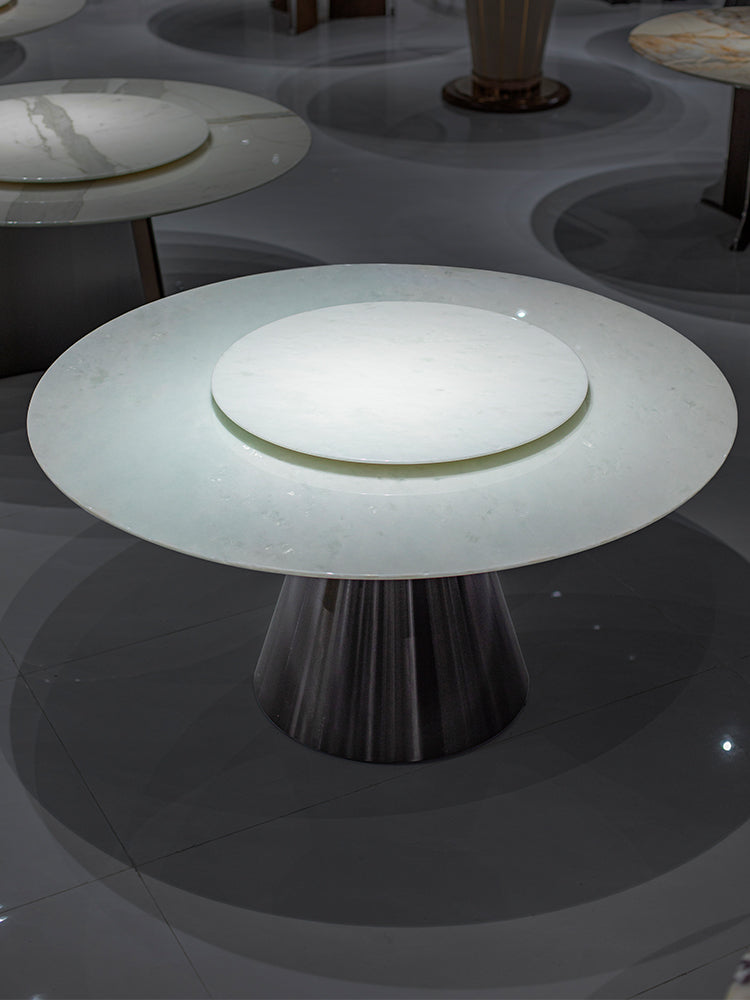 Royal Concubine White Diamond Marble Round Dining Table