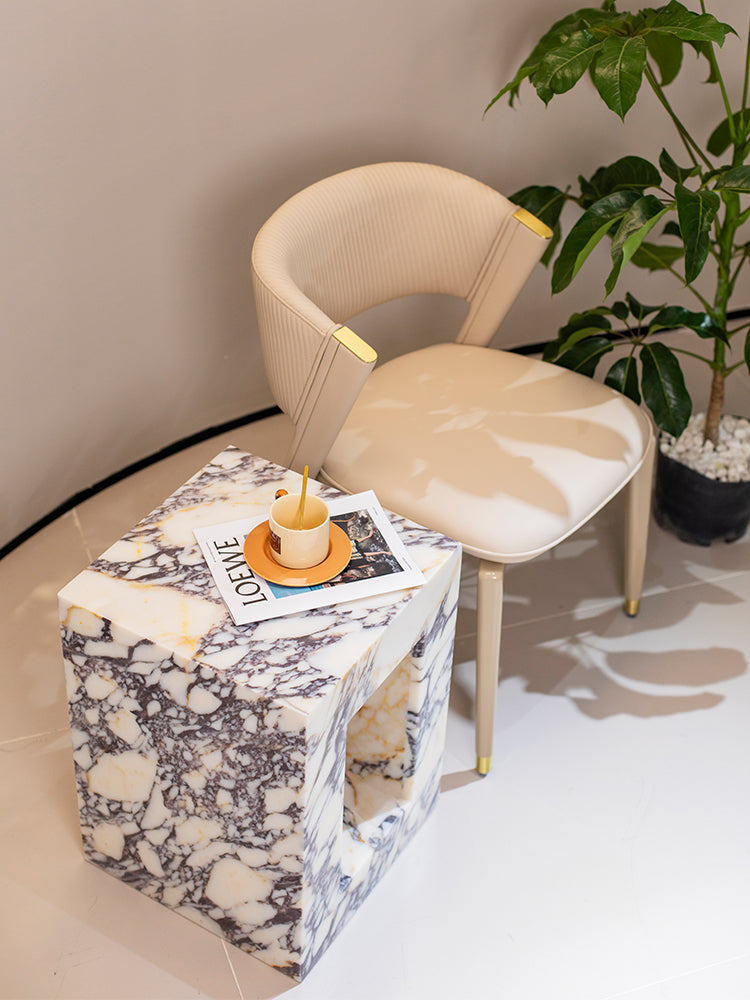 Calacatta Viola Marble Hollow Side Table