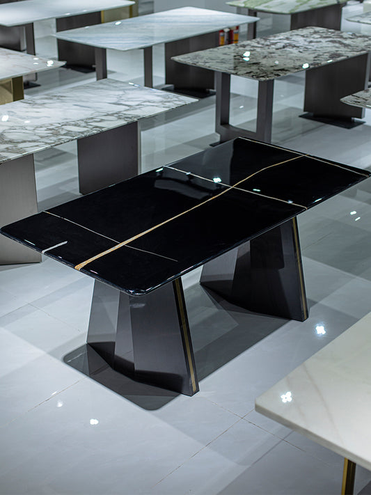 Lauren Black Gold Marble Dining Table