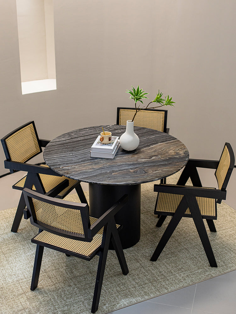 Black Forest Marble Round Dining Table