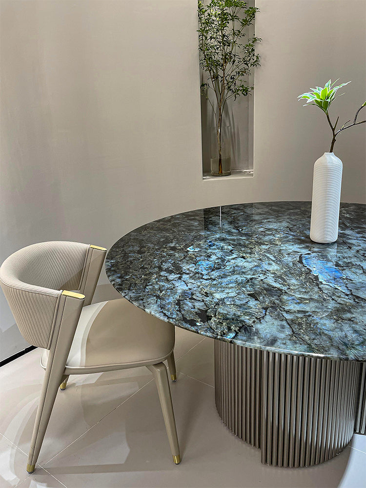 Blue Emerald Marble Round Dining Table