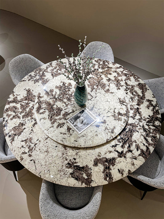 Snow Fox Marble Round Dining Table