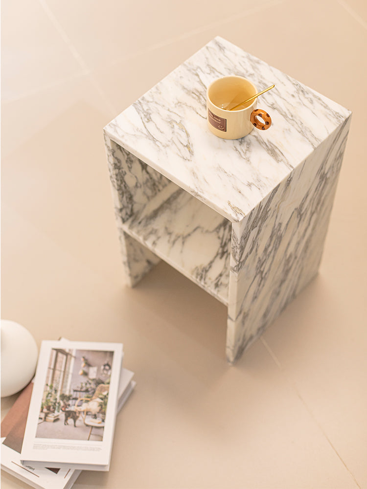 Arabescato Corchia Marble Double Layer Side Table