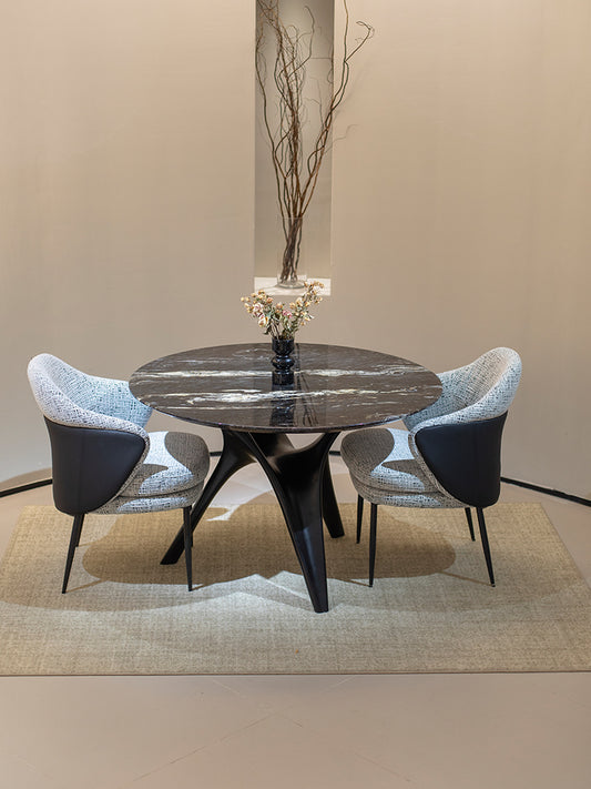 Cosmic Black Marble Round Dining Table