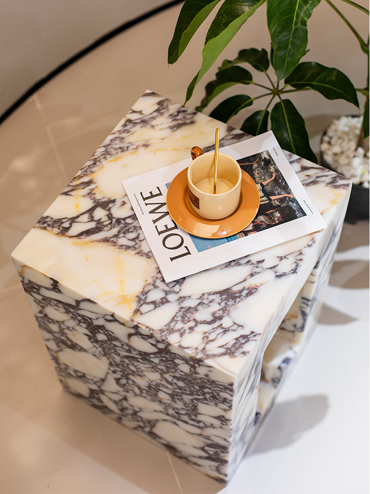 Calacatta Viola Marble Hollow Side Table