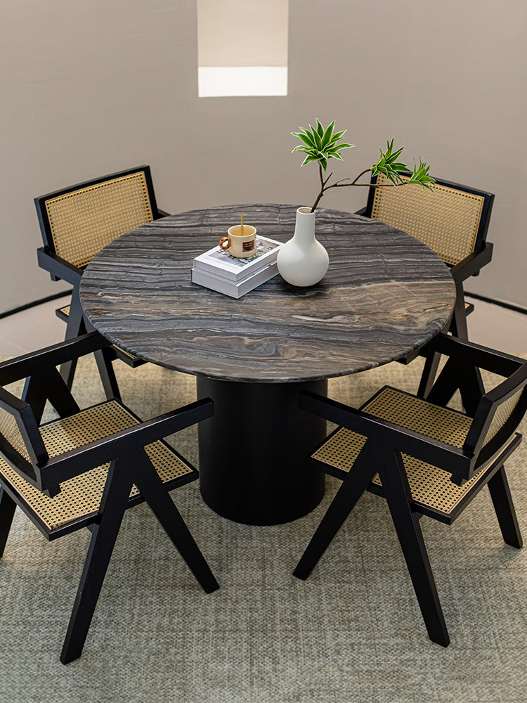 Black Forest Marble Round Dining Table