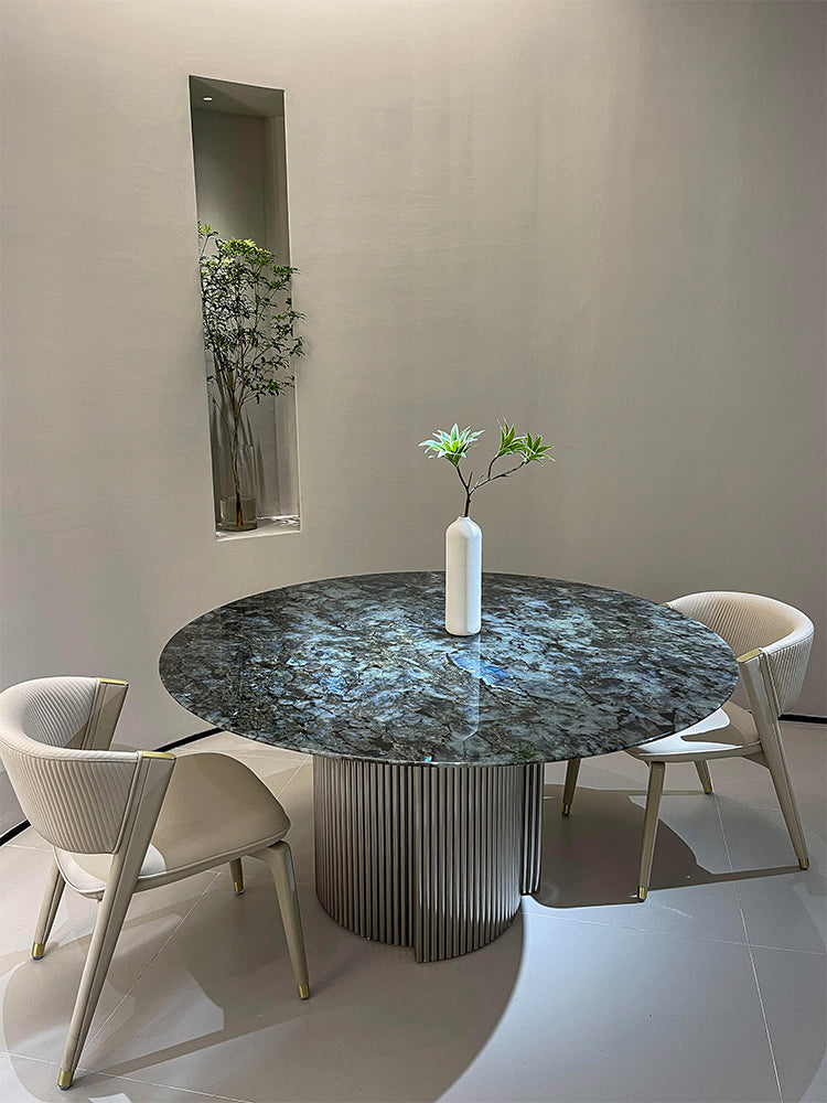 Blue Emerald Marble Round Dining Table