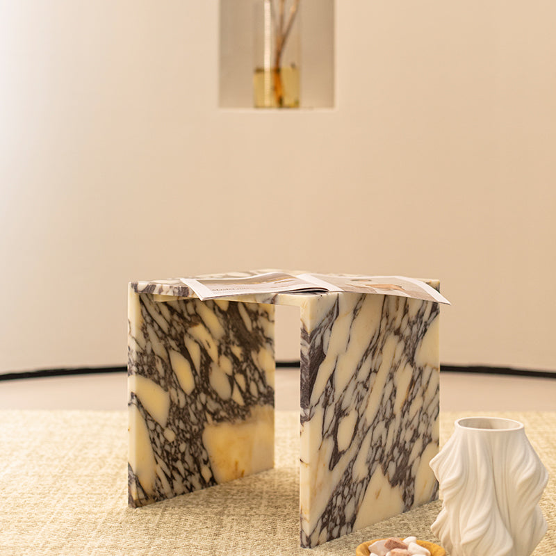Calacatta Viola Marble Hollow Side Table