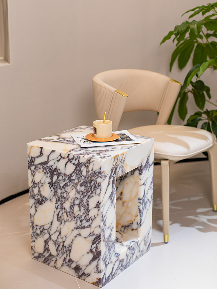 Calacatta Viola Marble Hollow Side Table