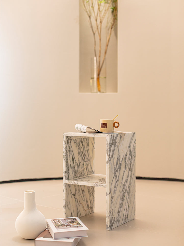 Arabescato Corchia Marble Double Layer Side Table