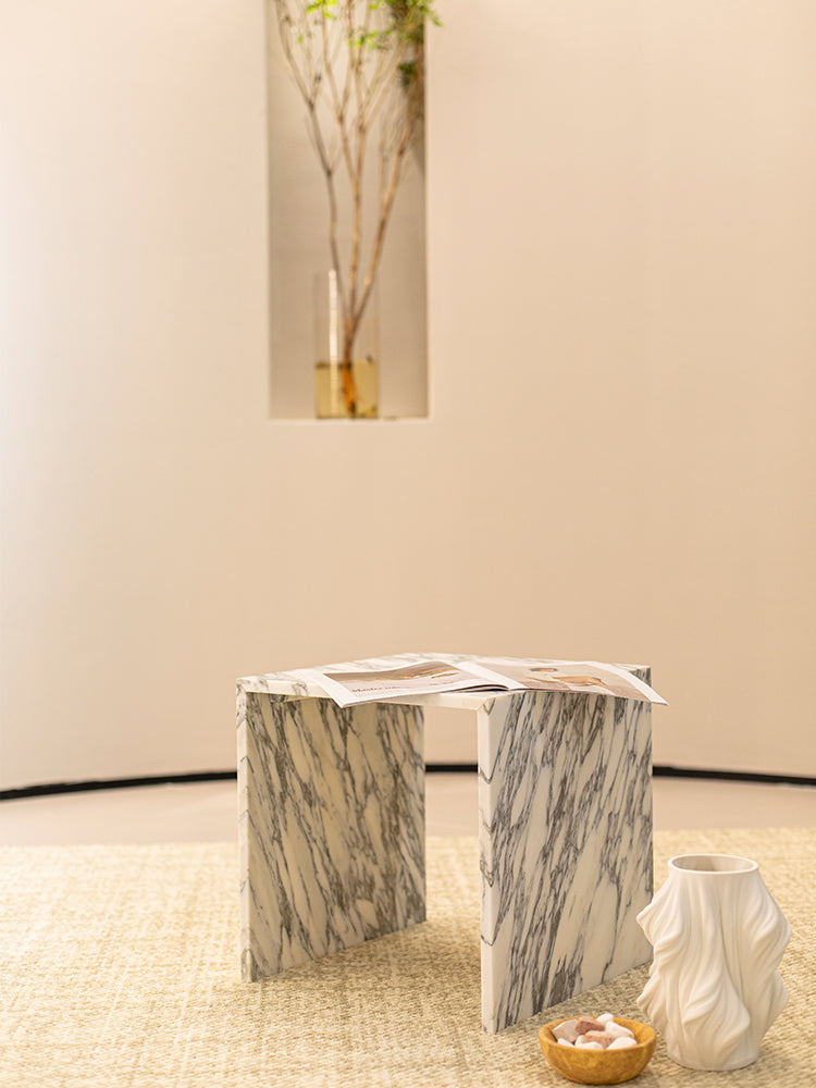 Arabescato Corchia Marble Single Layer Side Table