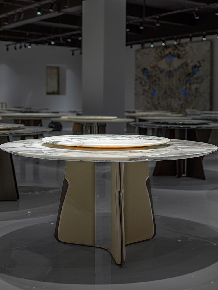 Arabescato Corchia Marble Round Dining Table
