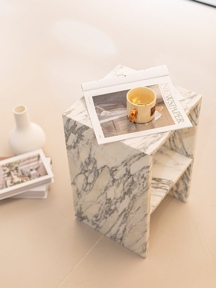 Arabescato Corchia Marble Double Layer Side Table