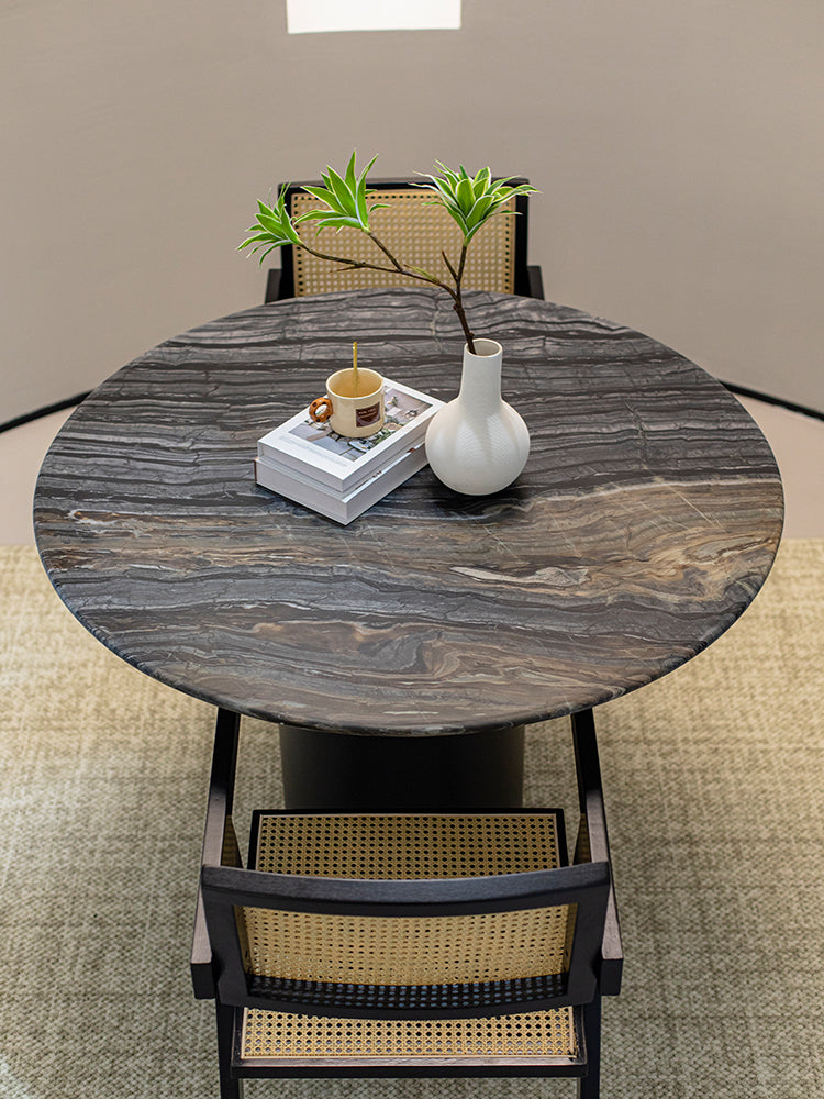 Black Forest Marble Round Dining Table