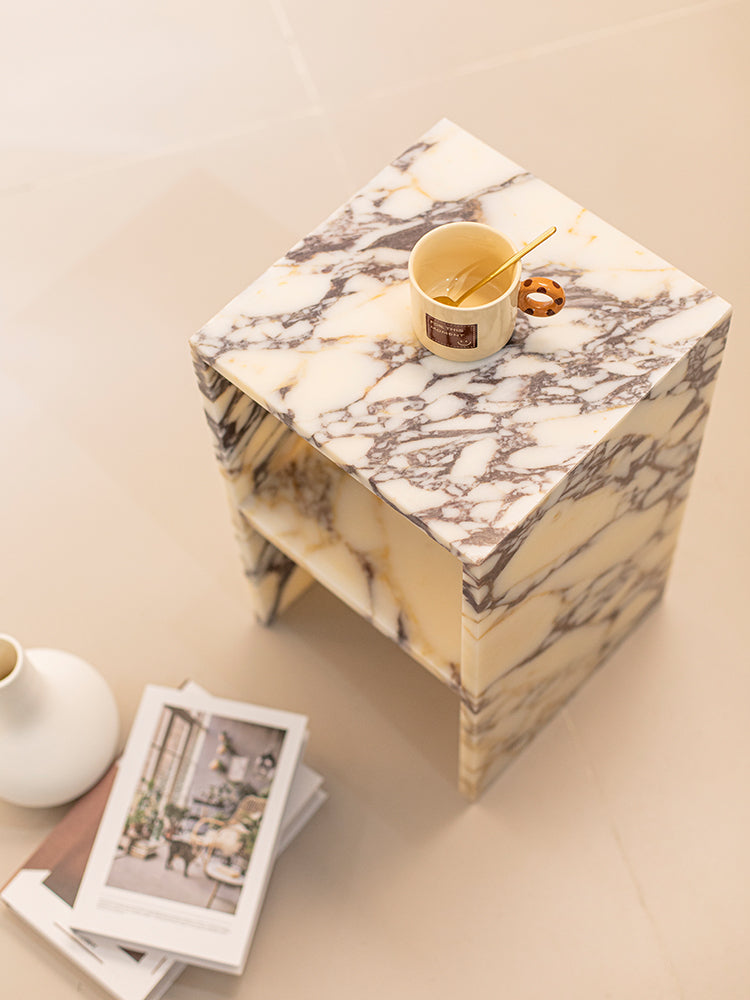 Calacatta Viola Marble Double Layer Side Table