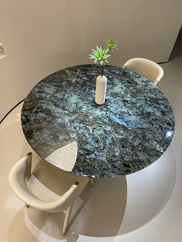 Blue Emerald Marble Round Dining Table