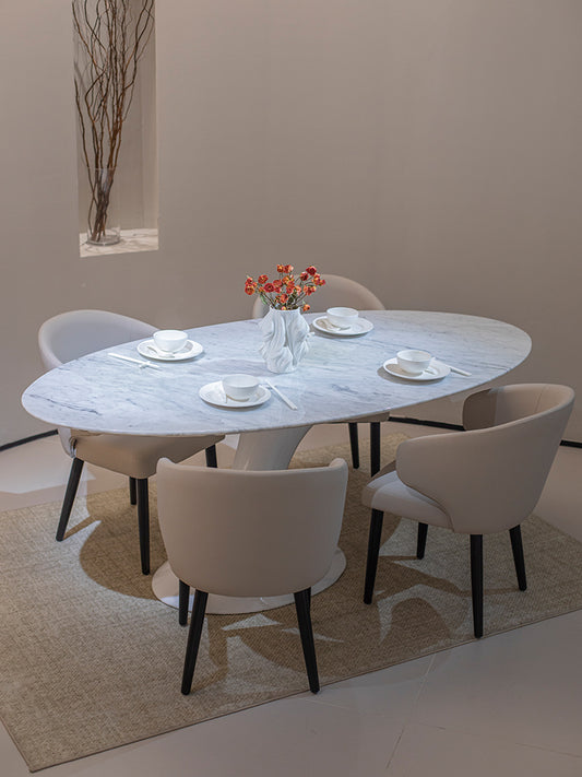 Carrara White Oval Marble Dining Table