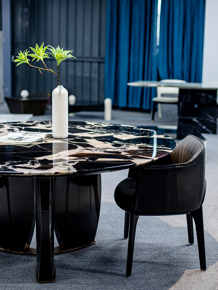 Napoleon Black Marble Round Dining Table