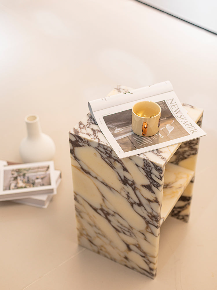 Calacatta Viola Marble Double Layer Side Table