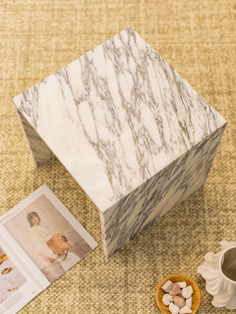 Arabescato Corchia Marble Single Layer Side Table