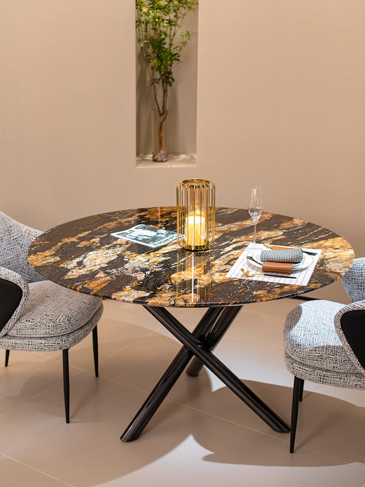 Cosmic Gold Marble Round Dining Table