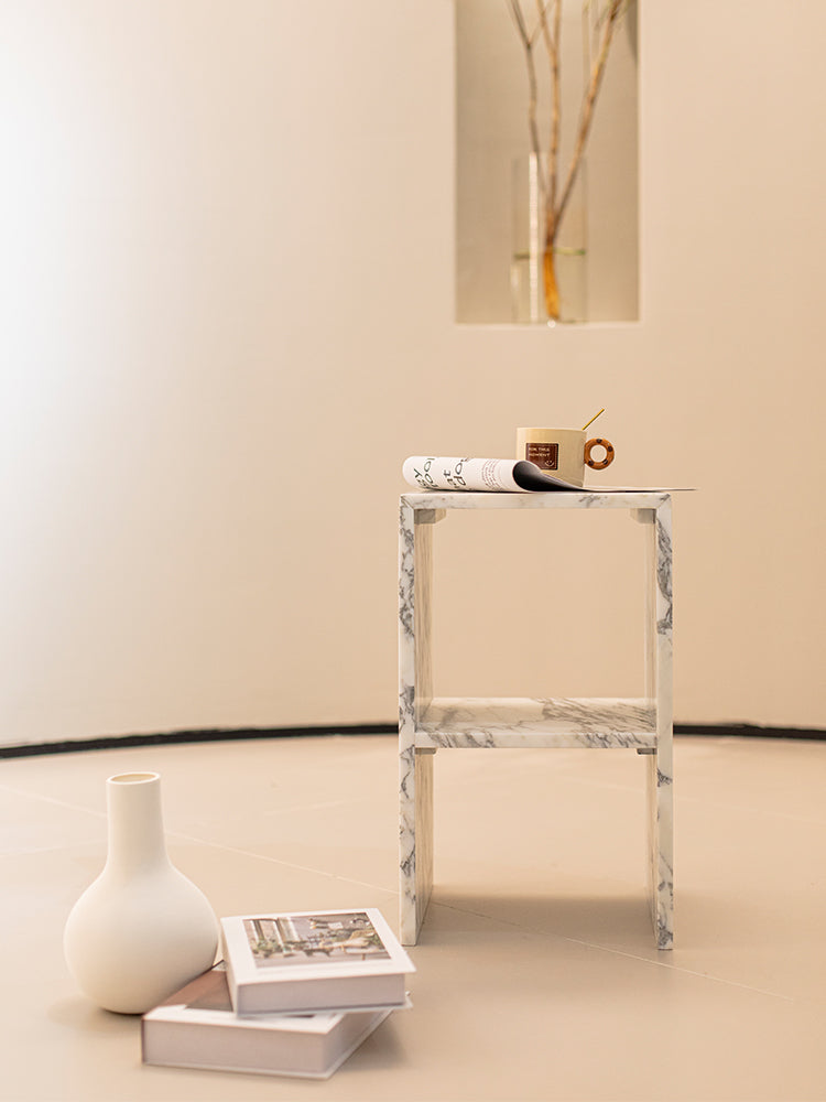 Arabescato Corchia Marble Double Layer Side Table