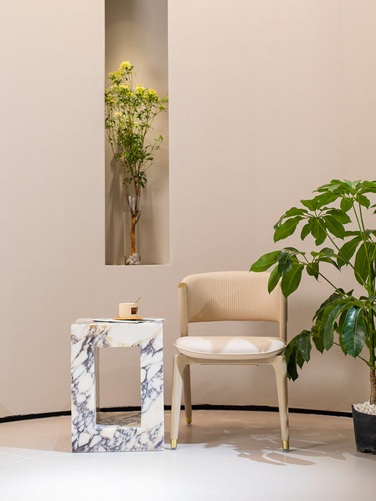 Calacatta Viola Marble Hollow Side Table