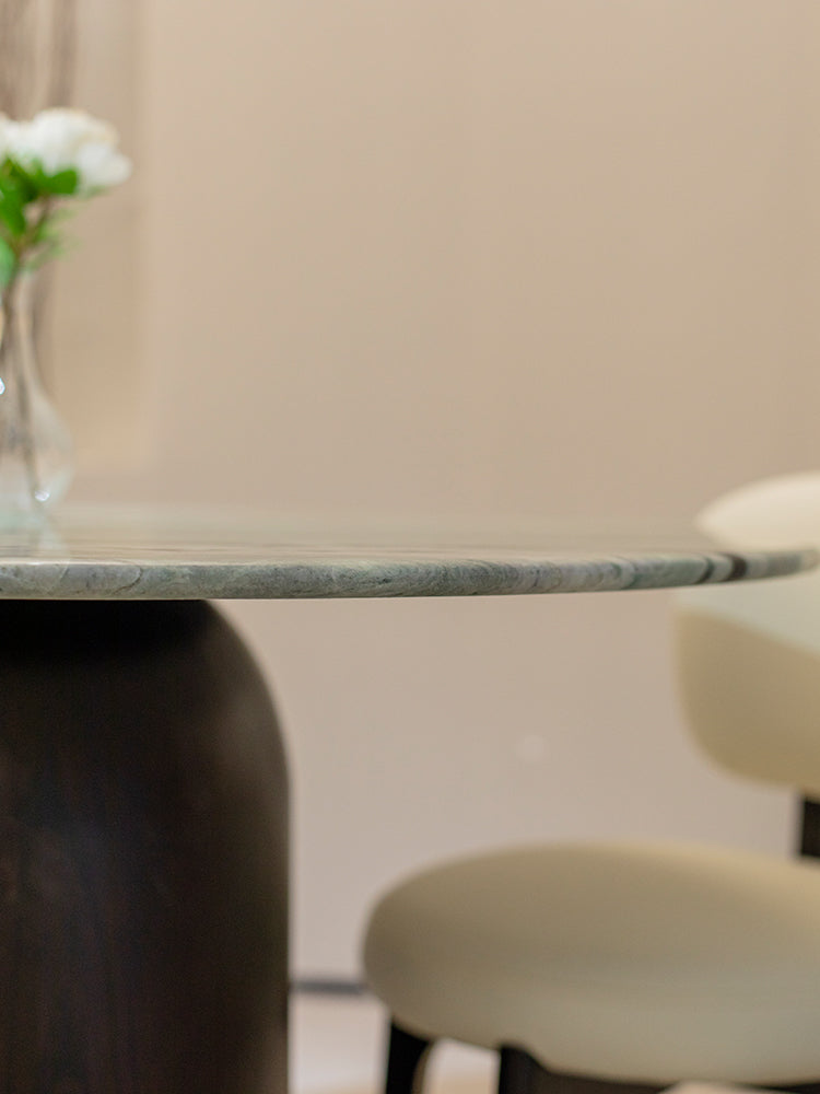 Cloud Emerald Marble Round Dining Table