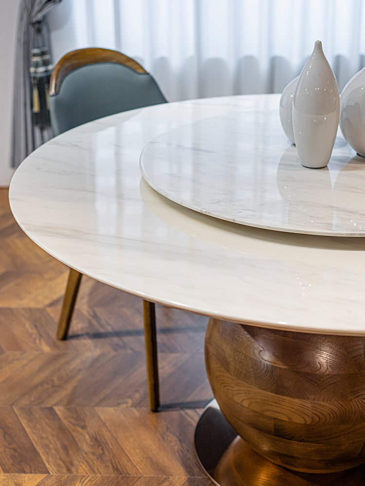 Volakos White Marble Round Dining Table