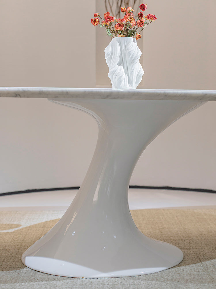 Carrara White Oval Marble Dining Table