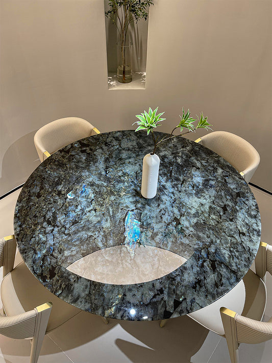Blue Emerald Marble Round Dining Table