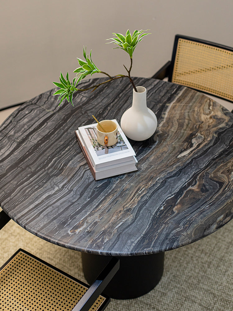 Black Forest Marble Round Dining Table