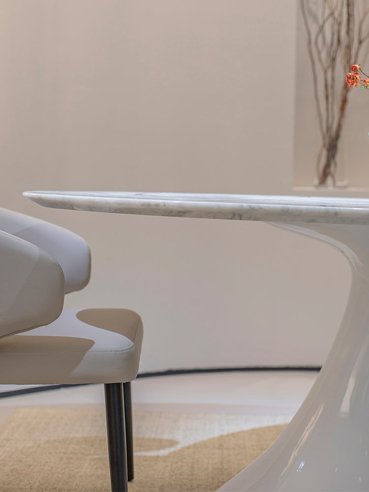 Carrara White Oval Marble Dining Table