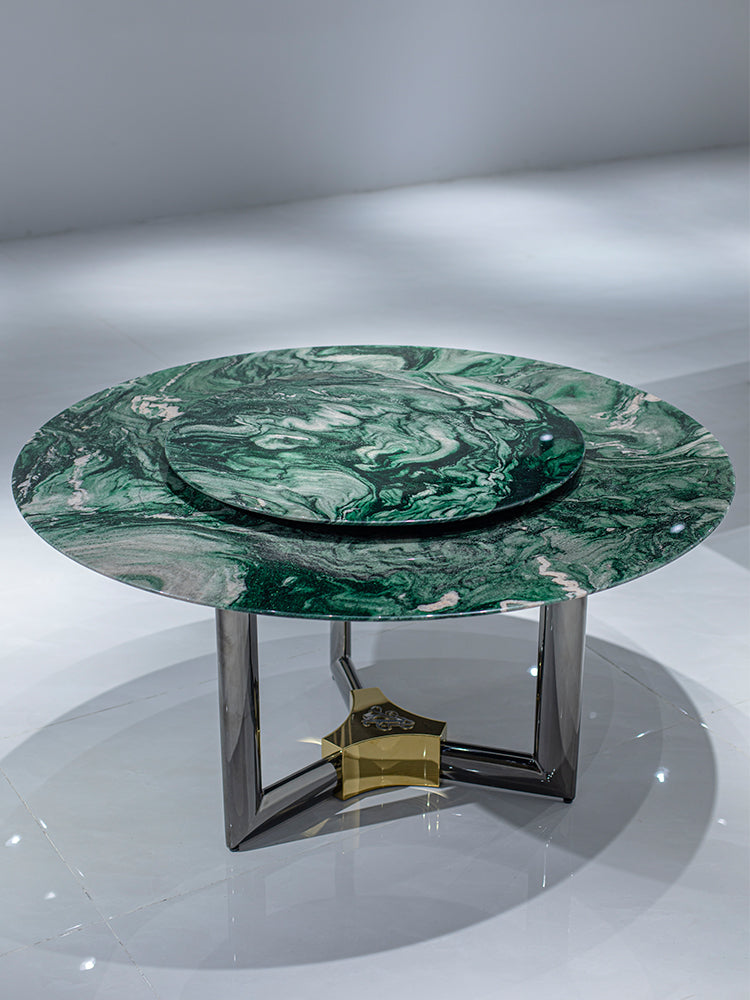 Norwegian Green Marble Round Dining Table